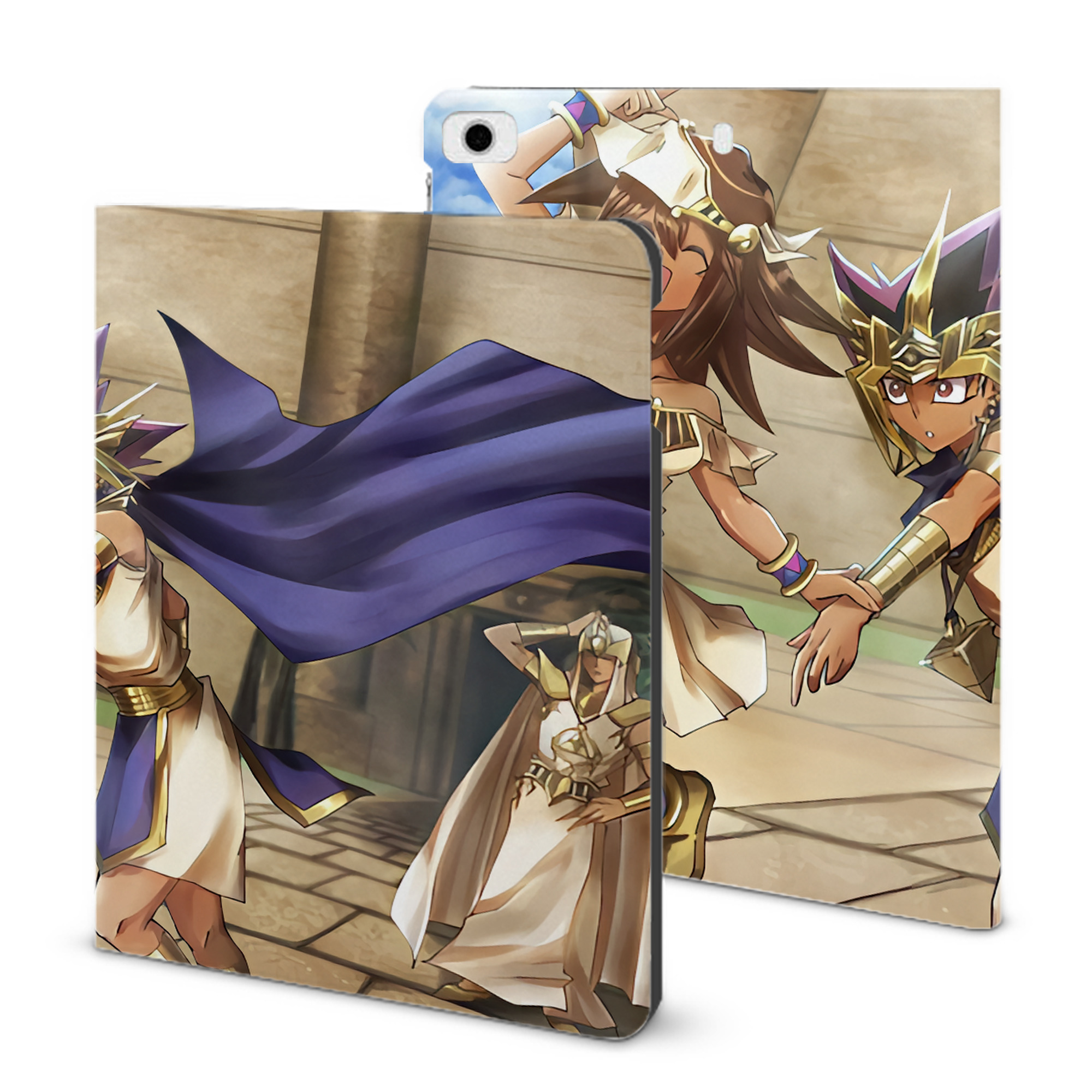 （画像用） 遊☆戯☆王 Yu-Gi-Oh! IPad ケース ブック型 PUレザー TPU 耐衝撃 軽量 薄型 ペン収納なし 全面保護 IPad 各モデル対応